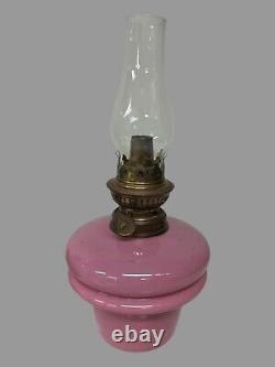 Pair Of Antique Victorian Pink Opaline Art Glass Oil Lamp Fonts