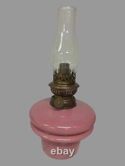 Pair Of Antique Victorian Pink Opaline Art Glass Oil Lamp Fonts