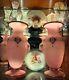 Pair Of Victorian Pink Glass Vases