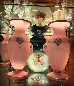 Pair Of Victorian Pink Glass Vases