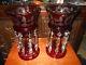 Pair Of Victorian Ruby Red Lustres