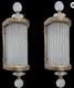 Pair Of Antique Victorian Brass & Ribbed Glass Wall Sconces Vintage Art Deco