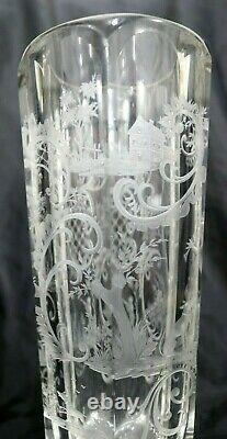 Pair of Large Hand Made Victorian Bohemian Moser Cut Glass Cups With Sceneries