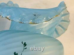 Pair of Vases Stevens Williams Antique Victorian Art Glass Enamel Coralene Blue