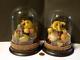 Pair Of Victorian Wax Fruit Display Art Under Glass Domes