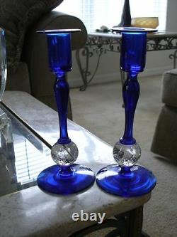 Pairpoint Art Glass 3 Cobalt Blue Controlled Ball Console Pieces