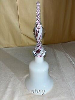 Pairpoint Art Glass Wedding Bell-Opaque withAir Twist Ribbon Handle-Deco Victorian