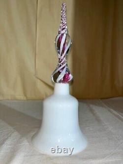 Pairpoint Art Glass Wedding Bell-Opaque withAir Twist Ribbon Handle-Deco Victorian