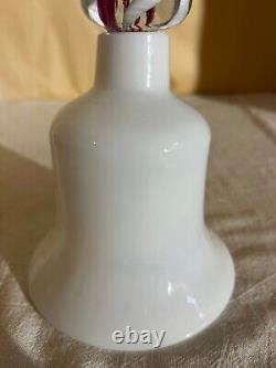 Pairpoint Art Glass Wedding Bell-Opaque withAir Twist Ribbon Handle-Deco Victorian