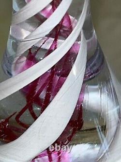 Pairpoint Art Glass Wedding Bell-Opaque withAir Twist Ribbon Handle-Deco Victorian