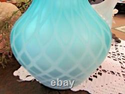 Pairpoint Mt Washington blue cased glass pitcher Diamond optic design