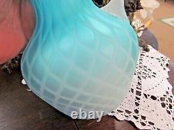 Pairpoint Mt Washington blue cased glass pitcher Diamond optic design