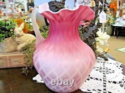 Pairpoint Mt Washington pink cased glass pitcher Diamond optic design