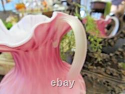 Pairpoint Mt Washington pink cased glass pitcher Diamond optic design