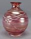 Pallme Konig Iridescent Cranberry Veined Art Nouveau 4 1/4 Inch Vase Circa 1900