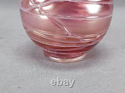 Pallme Konig Iridescent Cranberry Veined Art Nouveau 4 1/4 Inch Vase Circa 1900