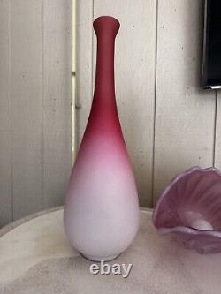 Peach Blow Satin Cased Art Glass 15 Vase, c. 1880 Peachblow Large