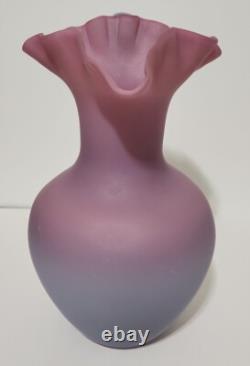 Peachblow Pink Purple Satin Victorian Art Glass Pitcher 9 3/4 T