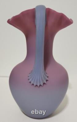 Peachblow Pink Purple Satin Victorian Art Glass Pitcher 9 3/4 T