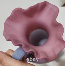 Peachblow Pink Purple Satin Victorian Art Glass Pitcher 9 3/4 T