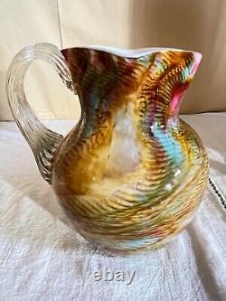 Phoenix Art Glass Cased End of Day Water Pitcher/Ewer-Victorian-Multicolor