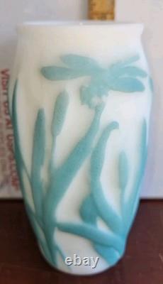 Phoenix Consolidated Dragonfly Cattail Satin Glass Vase Old withLable All Offers Phoenix Consolidated Dragonfly Cattail Satin Glass Vase Old withLable All Offers