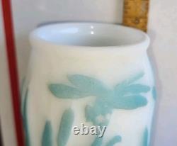 Phoenix Consolidated Dragonfly Cattail Satin Glass Vase Old withLable All Offers Phoenix Consolidated Dragonfly Cattail Satin Glass Vase Old withLable All Offers