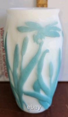 Phoenix Consolidated Dragonfly Cattail Satin Glass Vase Old withLable All Offers Phoenix Consolidated Dragonfly Cattail Satin Glass Vase Old withLable All Offers