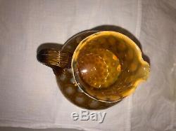 Phoenix Glass Amber Opalescent Coindot Round Neck Ball Pitcher-Mid 1880s Scarce