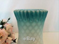 Phoenix MOP Satin Glass Vase, Celery Holder, Spooner, Diamond Ruffled 1840's