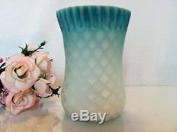 Phoenix MOP Satin Glass Vase, Celery Holder, Spooner, Diamond Ruffled 1840's