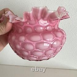 Phoenix Victorian 1800's Art Glass Pink Honeycomb Vase Joseph Webb Glossy RARE