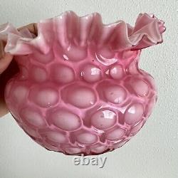 Phoenix Victorian 1800's Art Glass Pink Honeycomb Vase Joseph Webb Glossy RARE