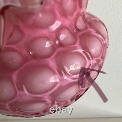 Phoenix Victorian 1800's Art Glass Pink Honeycomb Vase Joseph Webb Glossy RARE