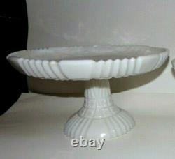 Portieux Vallerysthal VERY RARE Opale / Milk Glass ROME Pattern Cake Salver