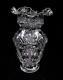 Portuguese Victorian Style Mold Blown Clear Glass Large 12 1/2 Ruffled Vase