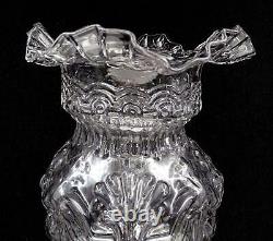 Portuguese Victorian Style Mold Blown Clear Glass Large 12 1/2 Ruffled Vase