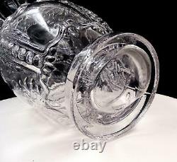 Portuguese Victorian Style Mold Blown Clear Glass Large 12 1/2 Ruffled Vase