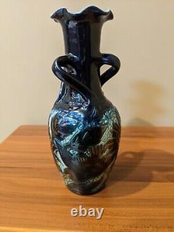 Pottery vase vintage, Victorian sgraffito, design art