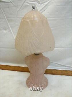 Powder Pink Art Deco Ornate Boudoir Glass Lamp Table Light Victorian