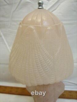 Powder Pink Art Deco Ornate Boudoir Glass Lamp Table Light Victorian