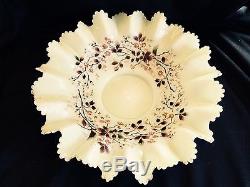 Pretty Vaseline Custard Enamel Antique Victorian 12 Brides Basket Fits 4