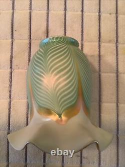 Quezal Pulled Feather Art Glass Lamp Shade Signed