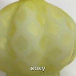 Quilted Mother of Pearl Yellow Manganese Glass Cased Satin 6 Vase Victorian