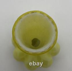Quilted Mother of Pearl Yellow Manganese Glass Cased Satin 6 Vase Victorian