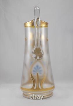 RAR Large Glass Vase / Jug In Art Nouveau Gold Painting Handmade Around 1900