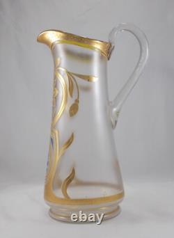 RAR Large Glass Vase / Jug In Art Nouveau Gold Painting Handmade Around 1900