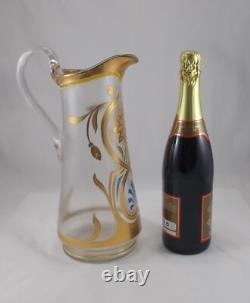 RAR Large Glass Vase / Jug In Art Nouveau Gold Painting Handmade Around 1900