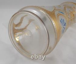 RAR Large Glass Vase / Jug In Art Nouveau Gold Painting Handmade Around 1900