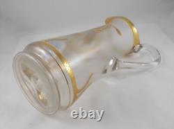 RAR Large Glass Vase / Jug In Art Nouveau Gold Painting Handmade Around 1900